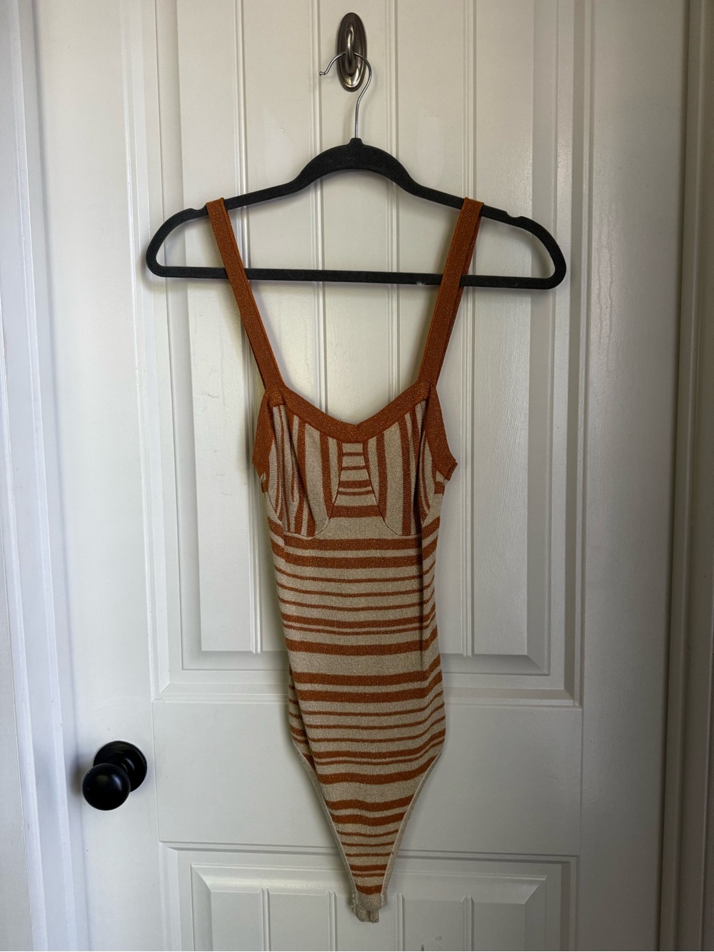 Le Lis Striped Knit Tank in Rust and Tan